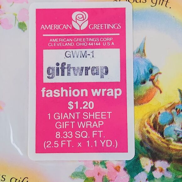 3 x Vtg 80s American Greetings Gift Wrapping Paper Mothers Day Flower Bluebirds - Picture 4 of 4